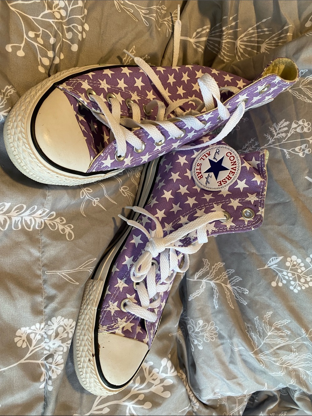 Converse Purple Star Print High Top Kids Sneakers